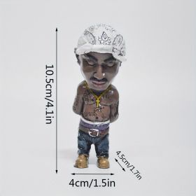 1pc Hip-Hop Singer Statue, Music Artist Sculpture Table Decoration, Gift For Hip-Hop Lovers, Garden Resin Decoration - White Turban
