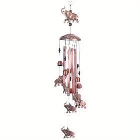 1pc Vintage Metal Butterfly Turtle Iron Owl Animal Wind Chime Home Courtyard Living Room Decoration Copper Outdoor Hanging Ornament - Elephant