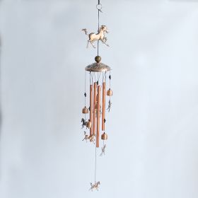 1pc Vintage Metal Butterfly Turtle Iron Owl Animal Wind Chime Home Courtyard Living Room Decoration Copper Outdoor Hanging Ornament - Horse