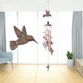 1pc Vintage Metal Butterfly Turtle Iron Owl Animal Wind Chime Home Courtyard Living Room Decoration Copper Outdoor Hanging Ornament - Hummingbird