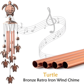 1pc Vintage Metal Butterfly Turtle Iron Owl Animal Wind Chime Home Courtyard Living Room Decoration Copper Outdoor Hanging Ornament - Sea Turtle