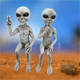 1pc, Outer Space Alien Resin Statue Alien Statue Garden Ornaments Miniatures Art Decor For Home Indoor Outdoor Ornaments Decorations - Male Alien
