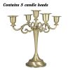3/5-Arm Metal Plated Candle Holders Retro Candelabra European Style Simple Romantic Candlestick Pillar Wedding Party Centerpiece - bronze-five - CN