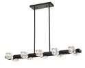 Rectangle Chandelier for Dining Room, 8-Light Black Farmhouse Linear Pendant Light Fixture, Modern Crystal Hanging Lighting Chandelier for Lobby