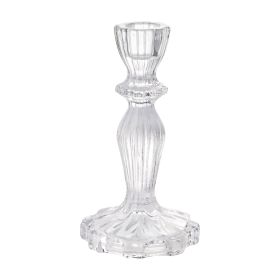 6' Decorative Clear Glass Taper Candle Holder, Small - 1 Pack