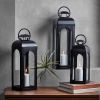 Black Metal Lantern Candle Holder, 18", Medium - 1 Pack