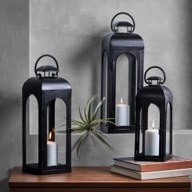 Black Metal Lantern Candle Holder, 18", Medium - 1 Pack