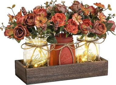Mason Jar Centerpiece Table Decorations for Dining Table Decor Farmhouse - orange