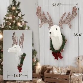 Lighted Christmas Wall Decor Reindeer Head