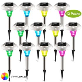12Packs Solar Garden Lights Outdoor IP44 Waterproof Solar Pathway Lights Color Changing Landscape Lamps - 12Pcs