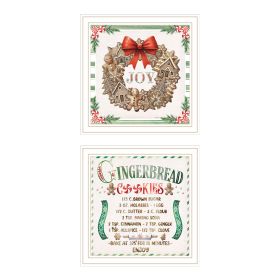 Trendy Decor 4U 2- Piece Vignette Gingerbread Wreath White Framed Wall Art for Living Room, Bedroom Wall Art Print for Home Decor by Nicole DeCam