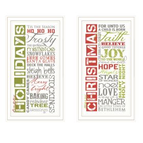 Trendy Decor 4U 2- Piece Vignette Happy Holidays White Framed Wall Art for Living Room, Bedroom Wall Art Print for Home Decor by Marla Rae