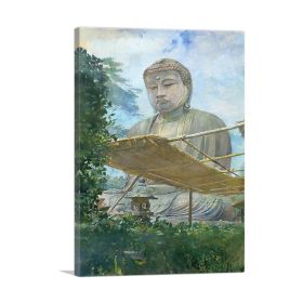 Great Statue Amida Buddha at Kamakura Daibutsu Priest's Garden 1887 - 24" x 16" / 60cm x 40cm (approx) - Standard Framed Canvas Print