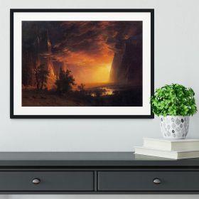 Sunrise in Yosemite Valley by Bierstadt Framed Print - 36" x 24" / 90cm x 60cm (approx) - Natural/With White Edging