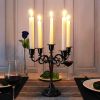 3/5-Arm Metal Plated Candle Holders Retro Candelabra European Style Simple Romantic Candlestick Pillar Wedding Party Centerpiece - golden-three - CN