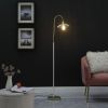 64.25" In Industrial Farm Pendant Cage Satin Matte Gold/White Metal Floor Lamp