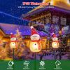 1Pc Solar Powered Lamp 3 Snowmen Outdoor Decorative Christmas Lamp Garden Stake Light IP55 Waterproof Santa Landscape Light Warm White LED Lighting Pa