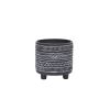 S/2 TRIBAL LOOK FOOTED PLANTER 6/8", BLACK - as Pic