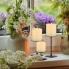 3Pcs Metal Candle Holders Iron Pillar Candle Plate Candle Stand Candlestick Table Centerpieces Wedding Party Festival Home Decor - B-black - CN