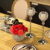 Gold/Silver Crystal Candle Holder Pillar Metal Tealight Candlestick Wedding Table Centerpiece Party Christmas Home Desktop Decor - Gold Large - CN