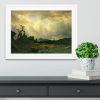Thunderstorms in the Rocky Mountains by Bierstadt Framed Print - 12" x 8" / 30cm x 20cm (approx) - Black/With White Edging