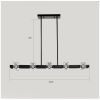 Rectangle Chandelier for Dining Room, 8-Light Black Farmhouse Linear Pendant Light Fixture, Modern Crystal Hanging Lighting Chandelier for Lobby