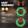 48in Pre-Lit Outdoor Christmas Wreath Decoration, LED Metal Holiday Decor for Home Exterior, Garden w/ 315 Lights, Bow - Green/Red - default title