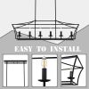 6-Light Kitchen Island Lighting Linear Chandelier Farmhouse Large Black Pendant Lighting for Dining Room Over Table