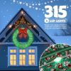 48in Pre-Lit Outdoor Christmas Wreath Decoration, LED Metal Holiday Decor for Home Exterior, Garden w/ 315 Lights, Bow - Green/Red - default title