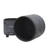 S/2 TRIBAL LOOK FOOTED PLANTER 6/8", BLACK - as Pic