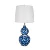 D13x25.7" Blue and White Round Two-Tiered Ceramic Vase Lamp