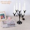 3/5-Arm Metal Plated Candle Holders Retro Candelabra European Style Simple Romantic Candlestick Pillar Wedding Party Centerpiece - golden--five - CN