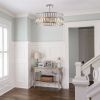 Modern Crystal Drum Chandelier, 6-Light Pendant Lighting Fixture with Silver Metal Frame for Living Room, Dining Room