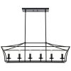 6-Light Kitchen Island Lighting Linear Chandelier Farmhouse Large Black Pendant Lighting for Dining Room Over Table