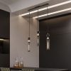 Modern Black and Gold 3-Light Pendant Chandelier, Adjustable Hanging Lights with Cylindrical Mesh Shades, E26 Base, Ideal for Dining Room
