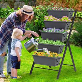 5-Tier Raised Garden Bed With Water Drainage For Flowers Vegetables (Option: Gray)