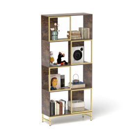 4-Tier Storage Shelves, Bookcase Display Storage Shelf Corner Shelf For Small Space (Color: Brown)
