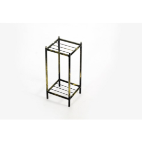 17  Gray Stone Slab 2 Tier Small Square Black   Gold Cast Metal Plant Stand (Option: Multicolor)