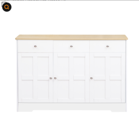 Fancy Design Kitchen Buffet Storage Cabinet With Arched Design - White Sideboard With Door, Drawer-Versatile Pantry Organization (Option: White and Walnut)