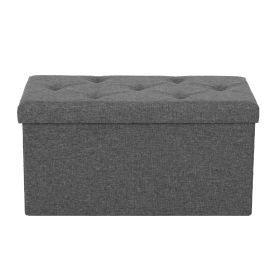 Storage Ottoman With Thicker Foam Padded Seat, Folding Foot Rest For Living Room End Of Bed Bench (Option: 76PE)
