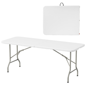 Only Supports Self Pickup  Folding Table, 6ft Heavy Duty Folding Semi-Utility Table For Indoor And Outdoor Use, Good For Camping, Picnics, Partie (Color: White)