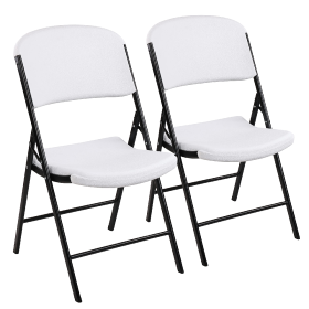 Only Supports Self Pickup  Black & White Folding Chair - Iron Frame & Plastic Seat (Option: Et of2)