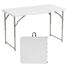 Only Supports Self Pickup  Folding Table, 8 Feet Heavy Duty Folding Semi-utility Table For Indoor And Outdoor Use, Suitable For Camping, Picnics, (Color: White)