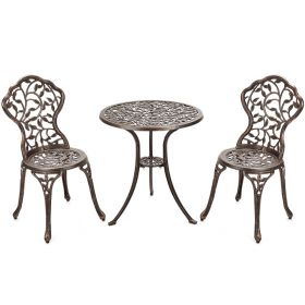 3 Pieces Cast Aluminum Bistro Set (Option: Copper color)
