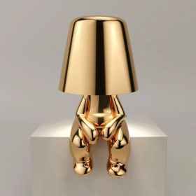 Creative lights for gift; Thinker Lamp Collection; Bedside Touch Control Table Lamp Cordless Led Nightstand Desk Lamp Creative Golden Man with Dimmabl (style: Mr E)