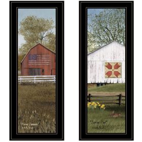 Trendy Decor 4U "Country Barns" Framed Wall Art, Modern Home Decor Framed Print for Living Room, Bedroom & Farmhouse Wall Decoration by Billy Jac (Color: as Pic)