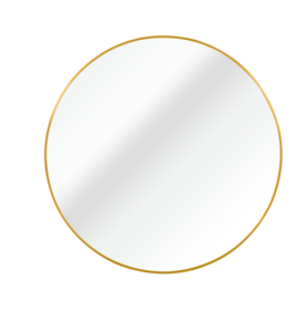 32 Inch Black Metal Framed Round Bathrrom Mirror For Wall. (Color: Gold)