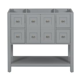 36  Bathroom Vanity Without Sink,Free Standing Vanity Set With 4 Drawers& Soft Closing Doors,Solid Wood Frame Bathroom Storage Cabinet Only (Color: Grey)
