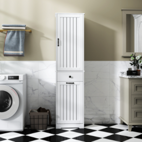 Laundry Cabinet ,with 1 Storage Cabinet And 1 Drawer - White (Color: White)